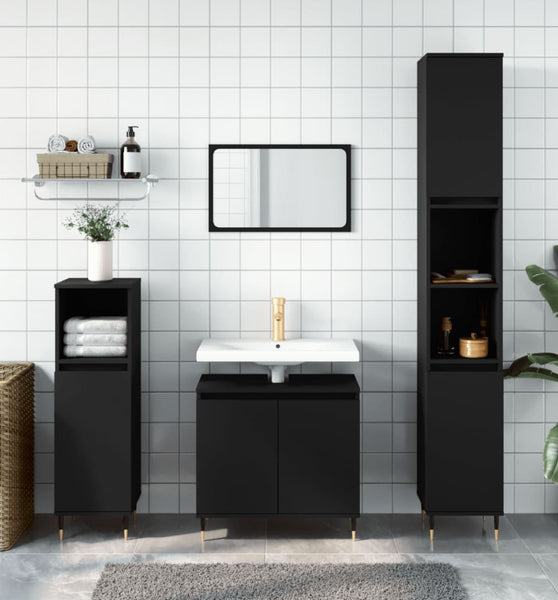 Badschrank Schwarz 58x33x60 cm Holzwerkstoff