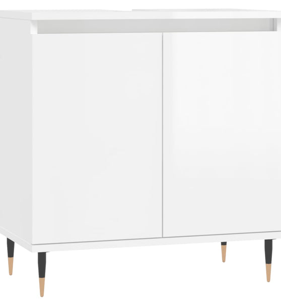 Badschrank Hochglanz-Weiß 58x33x60 cm Holzwerkstoff