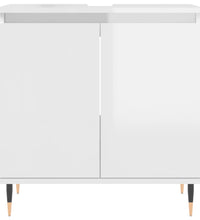 Badschrank Hochglanz-Weiß 58x33x60 cm Holzwerkstoff