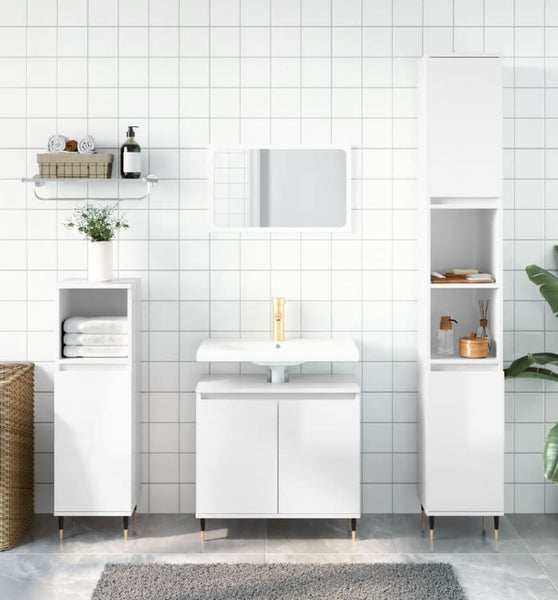 Badschrank Hochglanz-Weiß 58x33x60 cm Holzwerkstoff