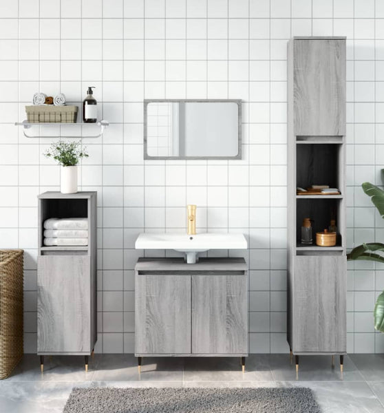 Badschrank Grau Sonoma 58x33x60 cm Holzwerkstoff