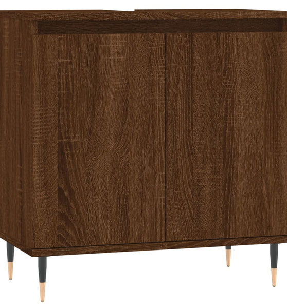 Badschrank Braun Eichen-Optik 58x33x60 cm Holzwerkstoff