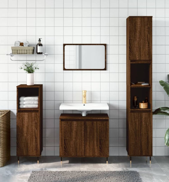 Badschrank Braun Eichen-Optik 58x33x60 cm Holzwerkstoff