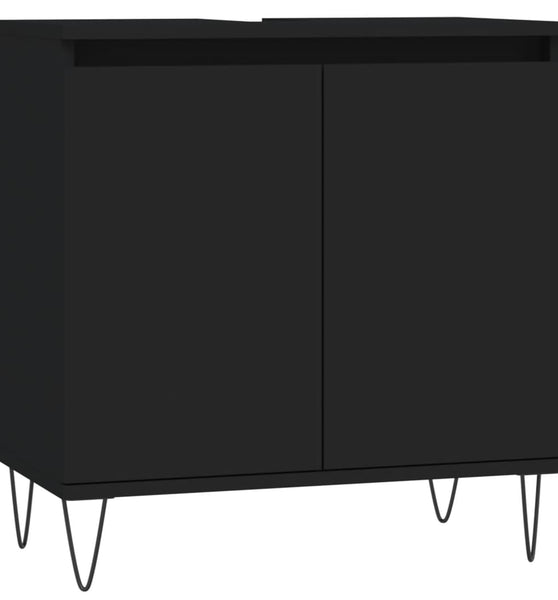 Badschrank Schwarz 58x33x60 cm Holzwerkstoff