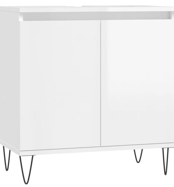 Badschrank Hochglanz-Weiß 58x33x60 cm Holzwerkstoff