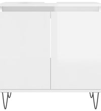 Badschrank Hochglanz-Weiß 58x33x60 cm Holzwerkstoff