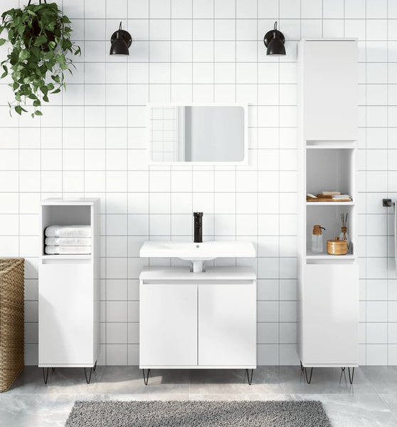 Badschrank Hochglanz-Weiß 58x33x60 cm Holzwerkstoff