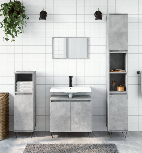 Badschrank Betongrau 58 x 33 x 60 cm Holzwerkstoff