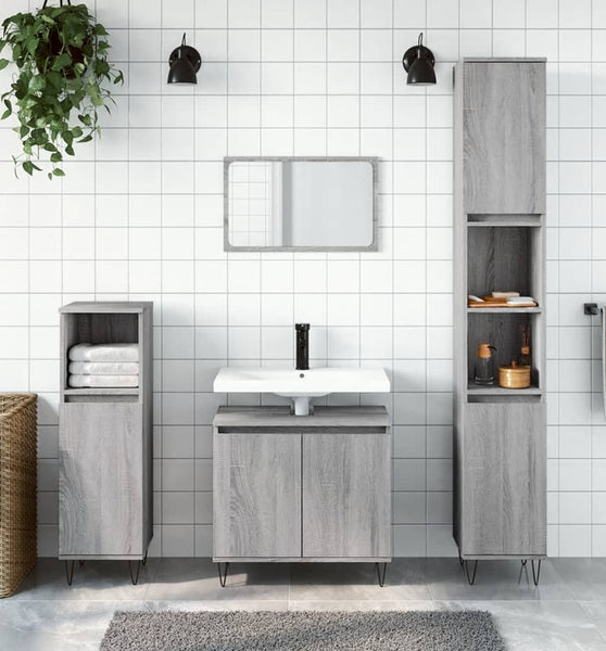 Badschrank Grau Sonoma 58x33x60 cm Holzwerkstoff