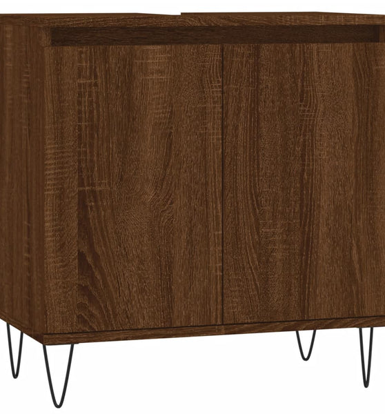 Badschrank Braun Eichen-Optik 58x33x60 cm Holzwerkstoff