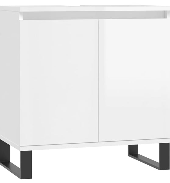 Badschrank Hochglanz-Weiß 58x33x60 cm Holzwerkstoff