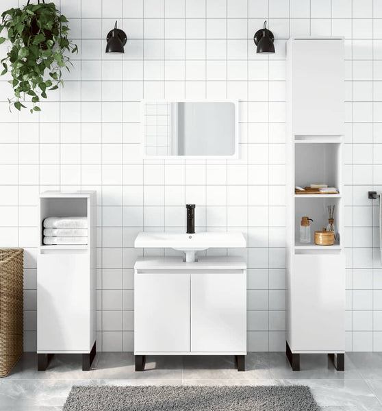 Badschrank Hochglanz-Weiß 58x33x60 cm Holzwerkstoff