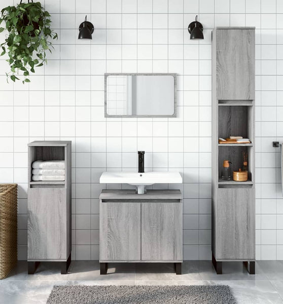 Badschrank Grau Sonoma 58x33x60 cm Holzwerkstoff