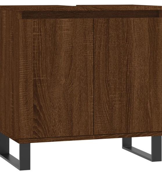 Badschrank Braun Eichen-Optik 58x33x60 cm Holzwerkstoff