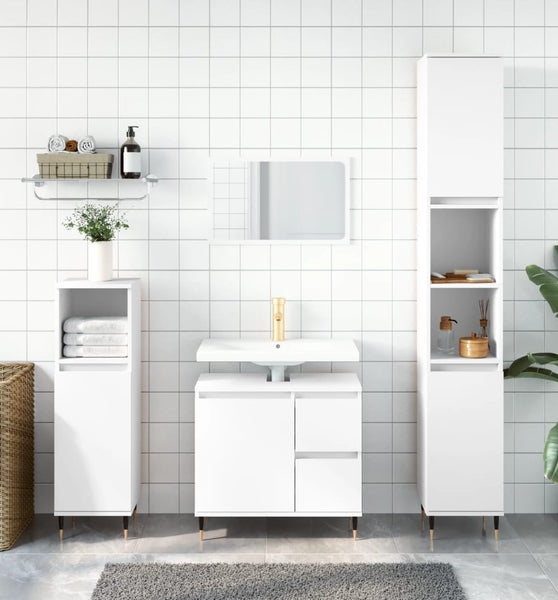 Badschrank Weiß 65x33x60 cm Holzwerkstoff