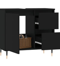 Badschrank Schwarz 65x33x60 cm Holzwerkstoff