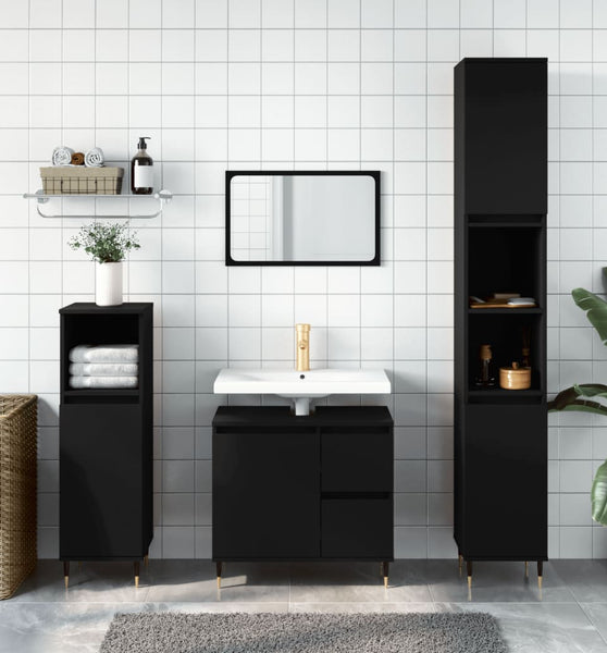 Badschrank Schwarz 65x33x60 cm Holzwerkstoff