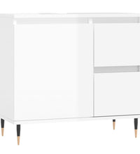 Badschrank Hochglanz-Weiß 65x33x60 cm Holzwerkstoff