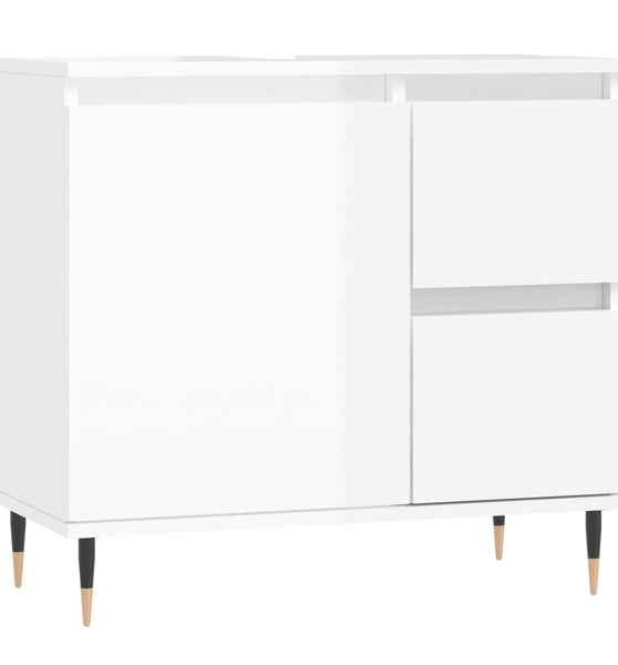 Badschrank Hochglanz-Weiß 65x33x60 cm Holzwerkstoff