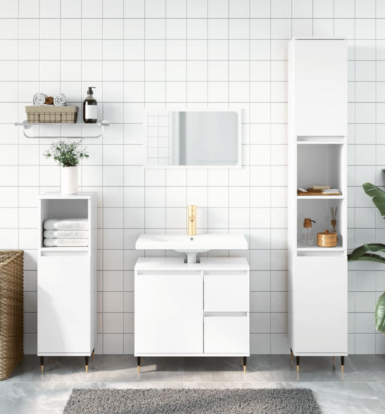 Badschrank Hochglanz-Weiß 65x33x60 cm Holzwerkstoff