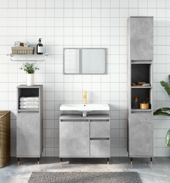 Badschrank Betongrau 65x33x60 cm Holzwerkstoff