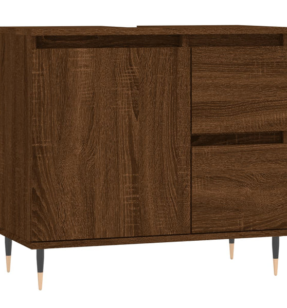 Badschrank Braun Eichen-Optik 65x33x60 cm Holzwerkstoff