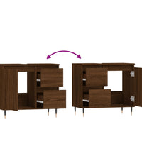 Badschrank Braun Eichen-Optik 65x33x60 cm Holzwerkstoff