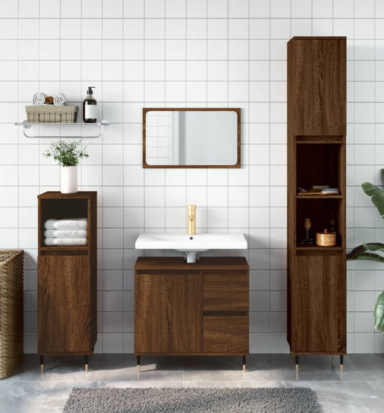 Badschrank Braun Eichen-Optik 65x33x60 cm Holzwerkstoff