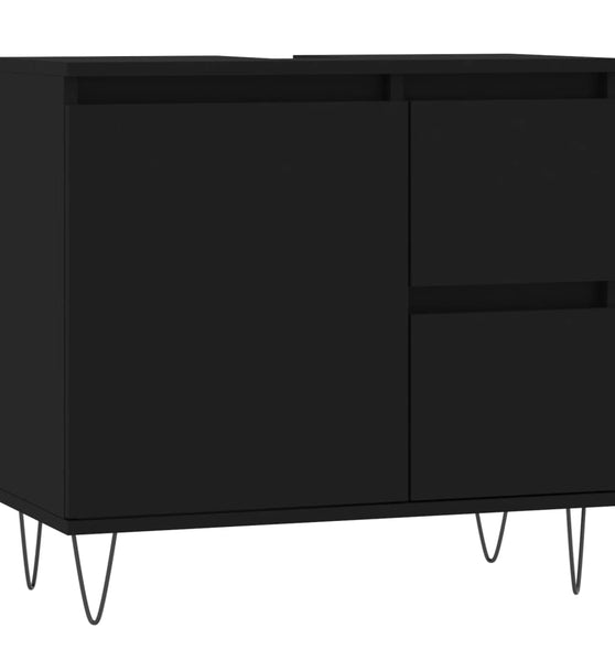 Badschrank Schwarz 65x33x60 cm Holzwerkstoff