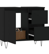 Badschrank Schwarz 65x33x60 cm Holzwerkstoff