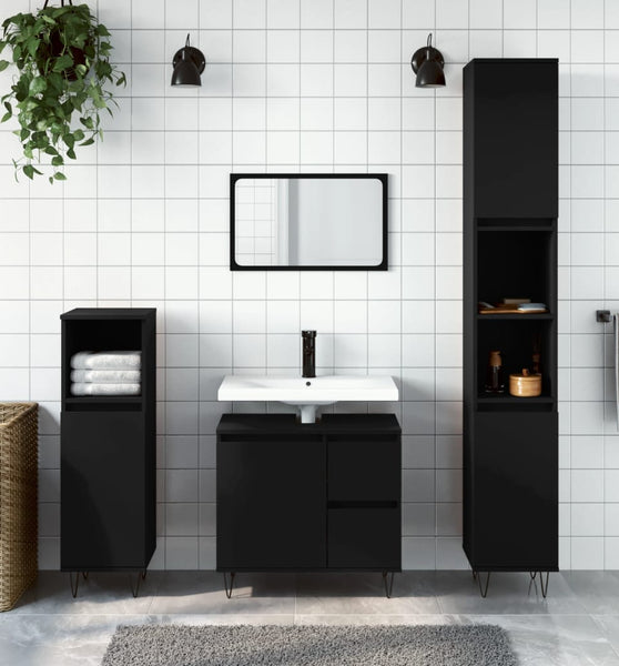 Badschrank Schwarz 65x33x60 cm Holzwerkstoff
