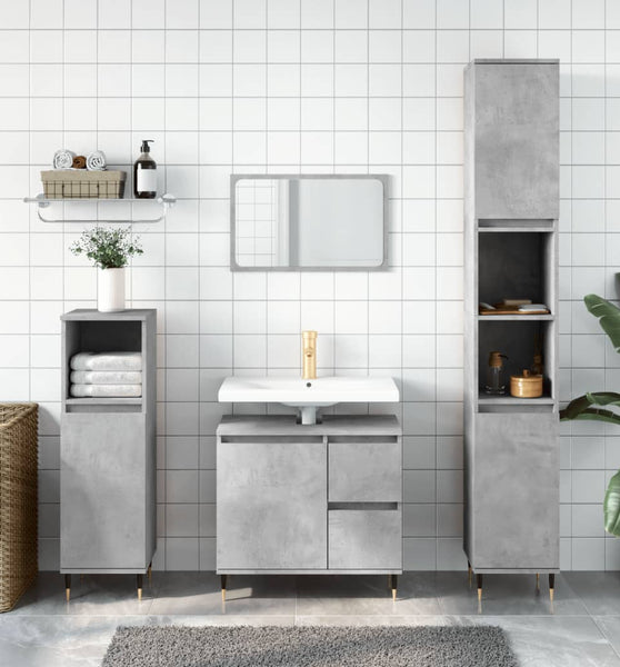 Badschrank Betongrau 65x33x60 cm Holzwerkstoff