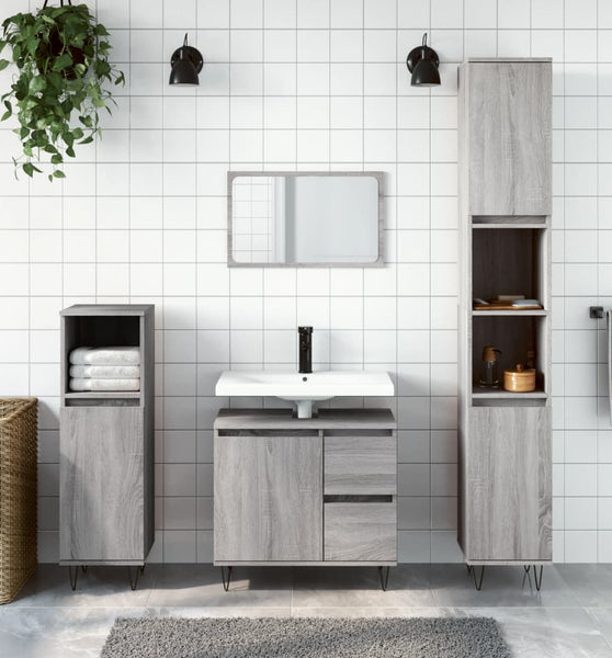 Badschrank Grau Sonoma 65x33x60 cm Holzwerkstoff