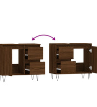 Badschrank Braun Eichen-Optik 65x33x60 cm Holzwerkstoff