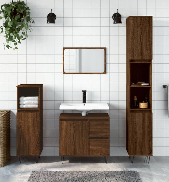 Badschrank Braun Eichen-Optik 65x33x60 cm Holzwerkstoff