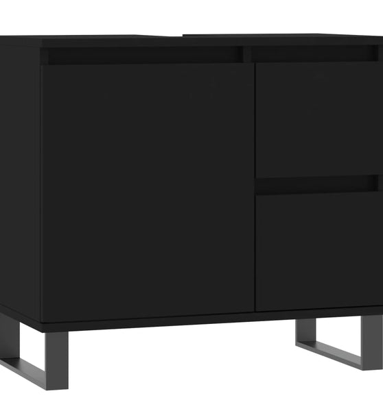 Badschrank Schwarz 65x33x60 cm Holzwerkstoff