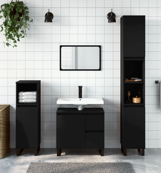 Badschrank Schwarz 65x33x60 cm Holzwerkstoff