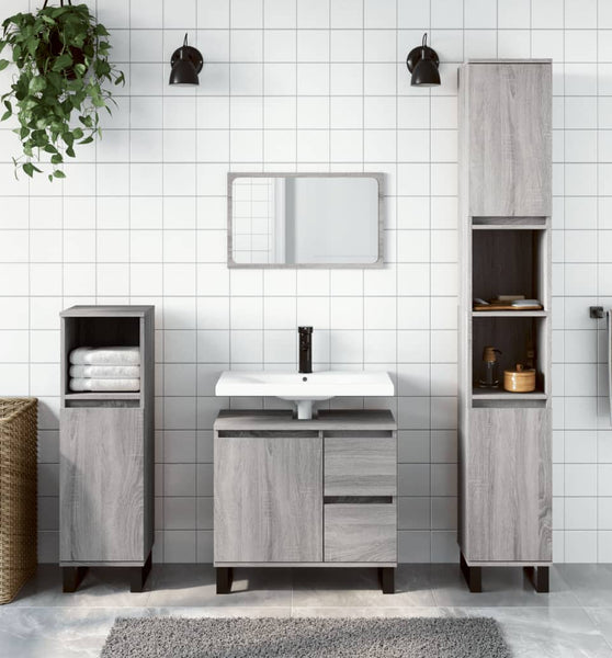 Badschrank Grau Sonoma 65x33x60 cm Holzwerkstoff