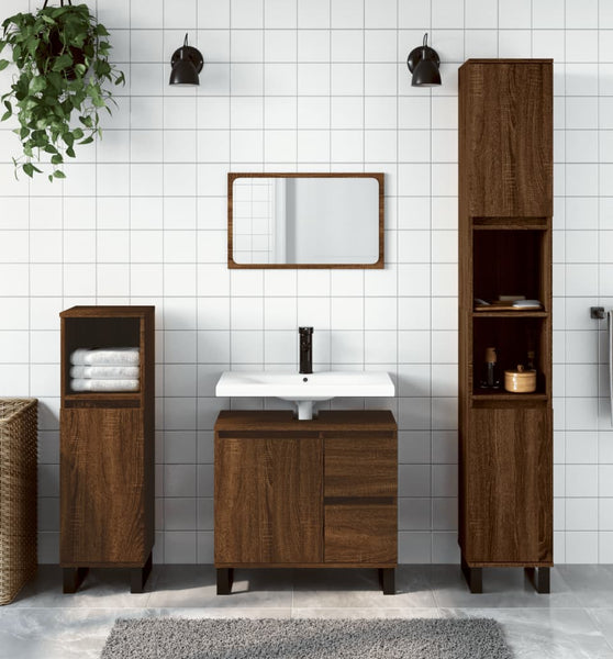 Badschrank Braun Eichen-Optik 65x33x60 cm Holzwerkstoff