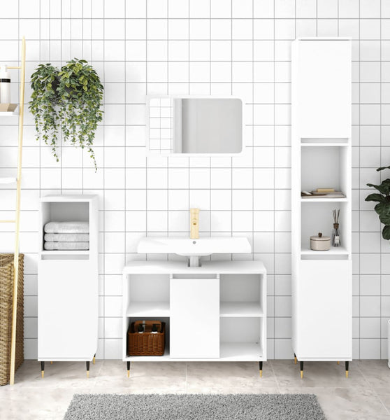 Badschrank Weiß 80x33x60 cm Holzwerkstoff