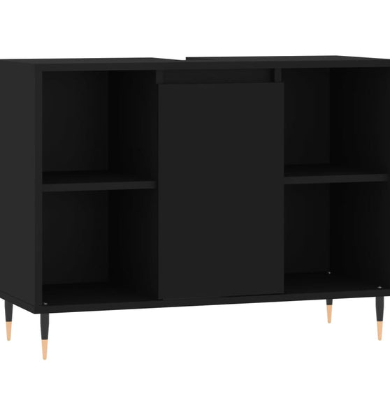 Badschrank Schwarz 80x33x60 cm Holzwerkstoff