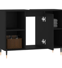 Badschrank Schwarz 80x33x60 cm Holzwerkstoff