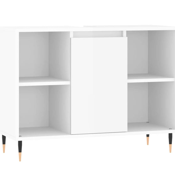 Badschrank Hochglanz-Weiß 80x33x60 cm Holzwerkstoff