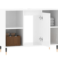 Badschrank Hochglanz-Weiß 80x33x60 cm Holzwerkstoff