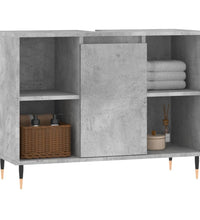 Badschrank Betongrau 80x33x60 cm Holzwerkstoff