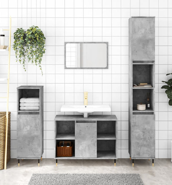 Badschrank Betongrau 80x33x60 cm Holzwerkstoff