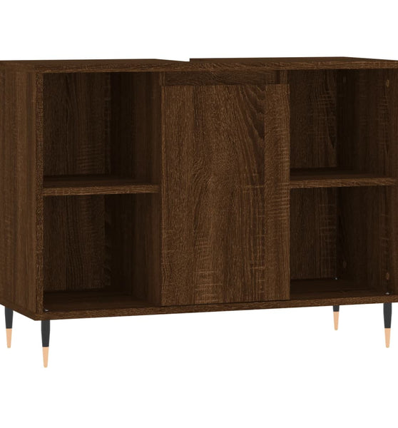 Badschrank Braun Eichen-Optik 80x33x60 cm Holzwerkstoff