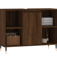 Badschrank Braun Eichen-Optik 80x33x60 cm Holzwerkstoff