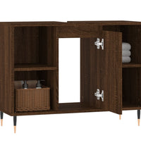 Badschrank Braun Eichen-Optik 80x33x60 cm Holzwerkstoff
