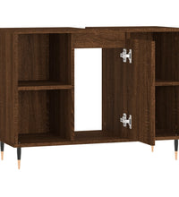 Badschrank Braun Eichen-Optik 80x33x60 cm Holzwerkstoff